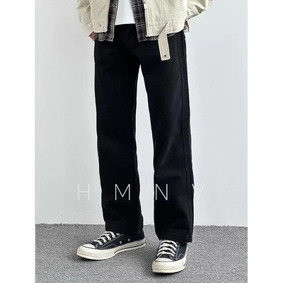 HMN Studio美式复古宽松直筒水洗牛仔裤显瘦黑牛休闲百搭长裤流行