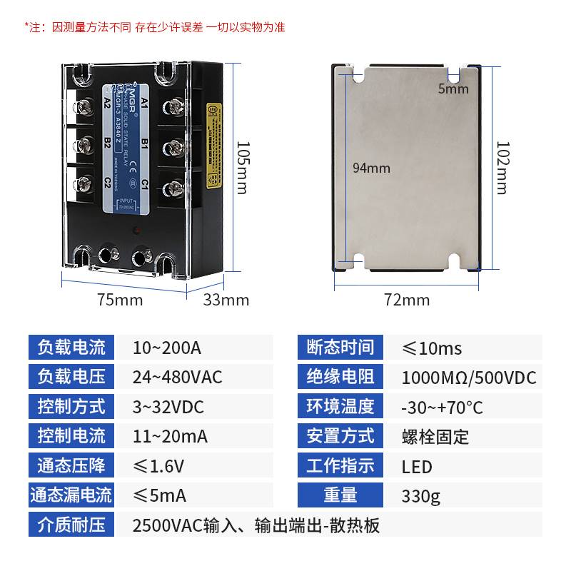 MGR-3 032 JGX SSR美格尔三相固0态继0电器直流交流384Z 25 6 80A