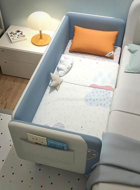 美国进口费雪儿童拼接单人床婴幼儿软包升降调节带护栏拼 接大床