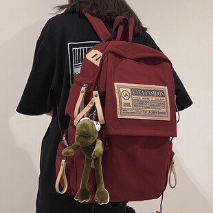 书包女大学生大容量男高中初中生女生背包女双肩包红色新款高颜值