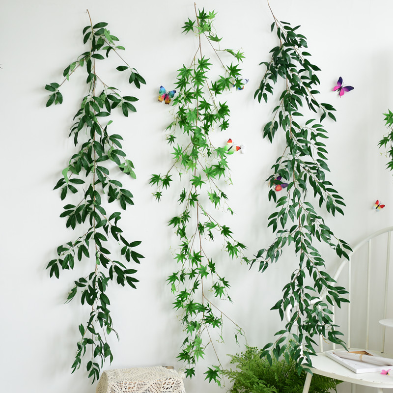 装饰绿叶真假柳树花藤条挂墙壁藤蔓叶吊顶植物挂壁缠绕花卉塑料