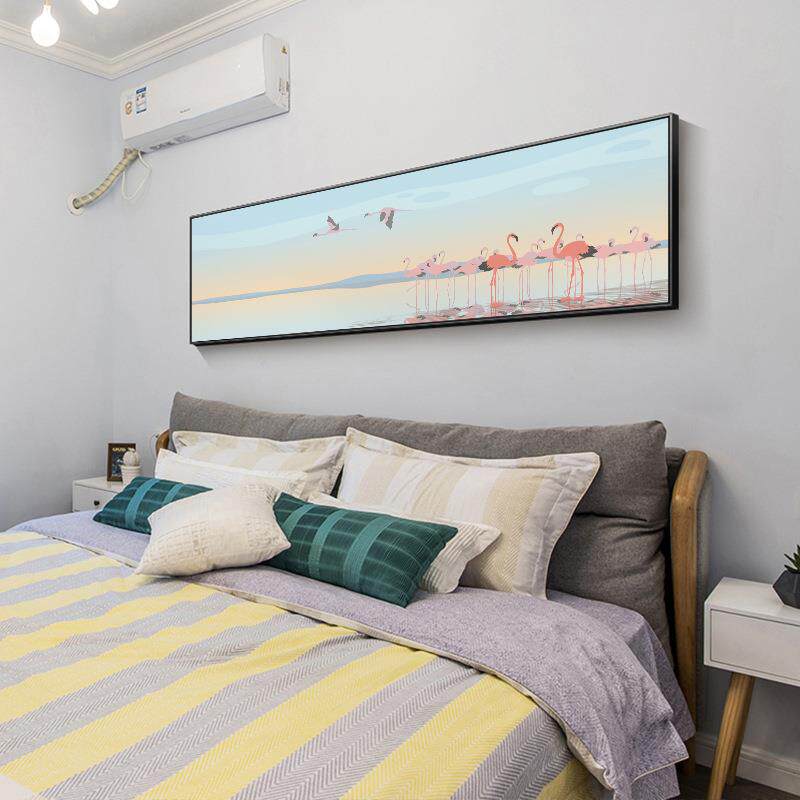 蒲公英简约卧室装饰画现代床头背景横幅长条挂画浪漫温馨房间墙画