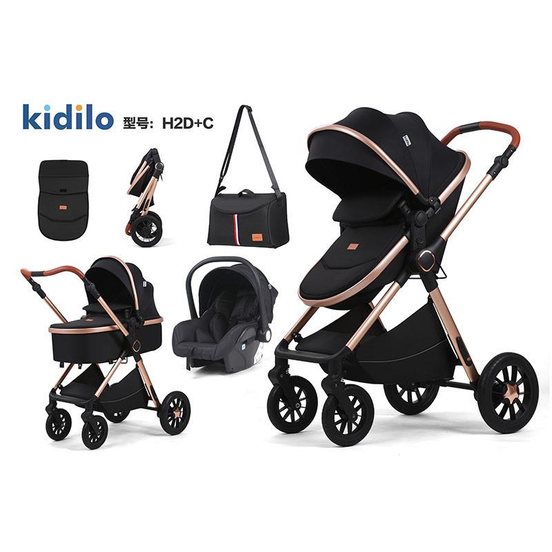 Kidilo婴儿车多功能睡篮宝宝推车可坐可躺新生高景观儿童手推车