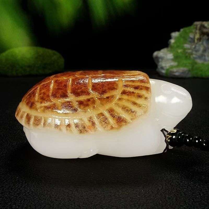 阿富汗玉龙龟手把件龙龟手玩件把玩件白玉乌龟摆件饰品
