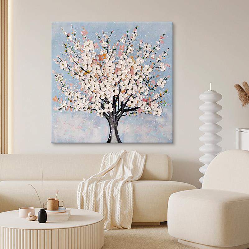 客厅现代简约纯手绘梅花肌理挂画玄关走廊花卉油画餐厅卧室装饰画