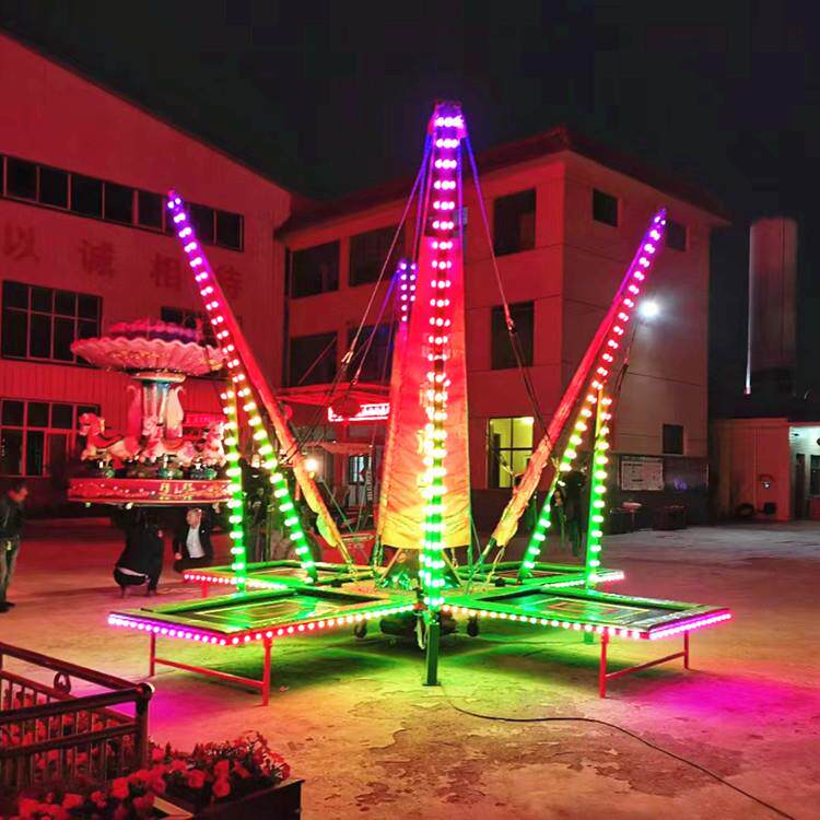 广场摆摊长颈鹿四人发光蹦极飞天蹦极户外儿童跳跳床游乐场蹦蹦床