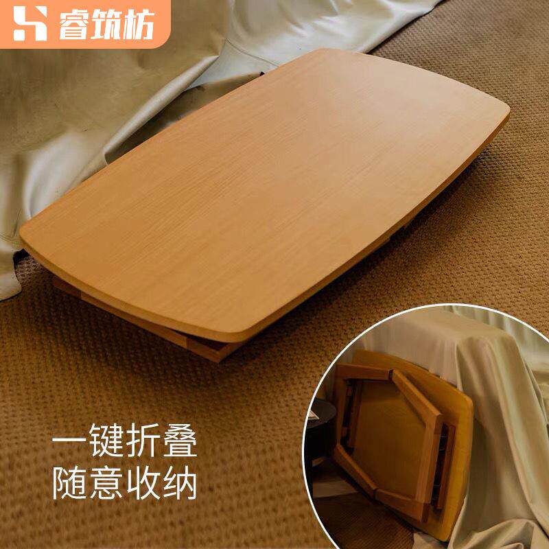 折叠茶几小户型实木桌子客厅阳台餐桌家用迷你简易原木色折叠小桌