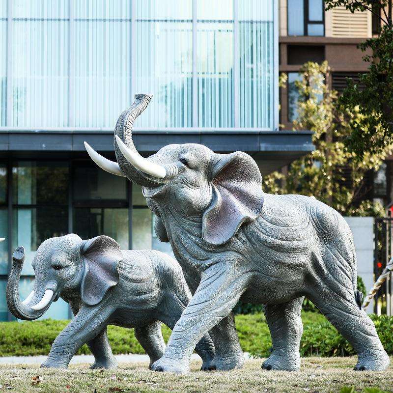 户外仿真大象雕塑玻璃钢园林景观庭院商场草坪售楼处动物装饰摆件