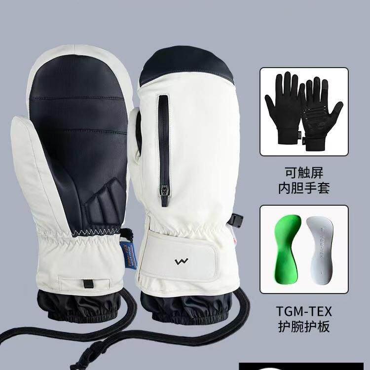 滑雪手套女防水保暖耐磨防摔单板滑雪手套内置护腕加厚内五指闷子