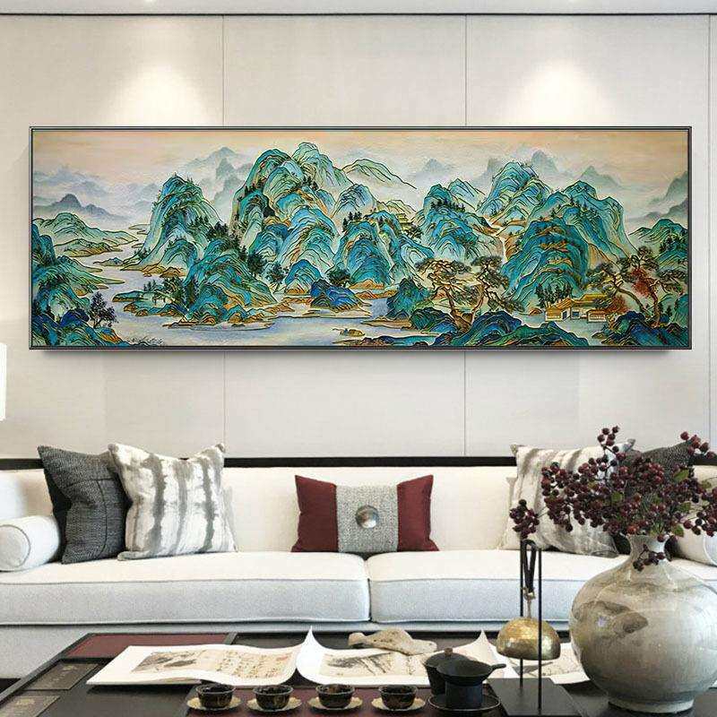 万壑松涛十字绣2024新款山水风景画大幅客厅满绣自己手工绣古典画