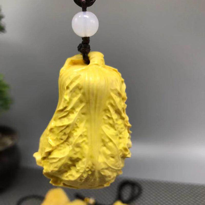 小叶黄杨木雕白菜招财挂件小饰品实木把玩聚财天然原木文玩收把件