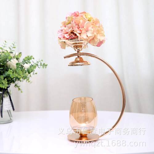 欧式铁艺电镀工艺品摆件婚庆婚礼餐桌花艺烛台家居软装烛台摆件