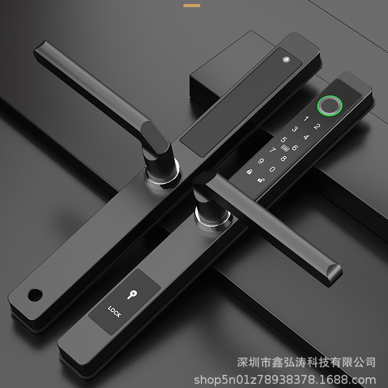 单面防水断桥铝门断桥门锁指纹锁断桥铝平移门感应锁铝合金智能锁