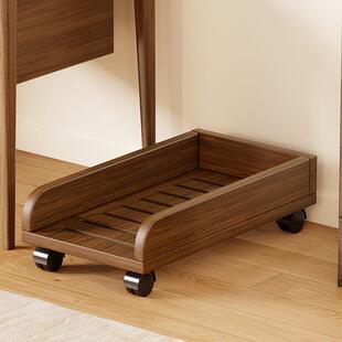 实木电脑主机托架移动增高底座办公桌下置物架加宽台式机箱收纳架