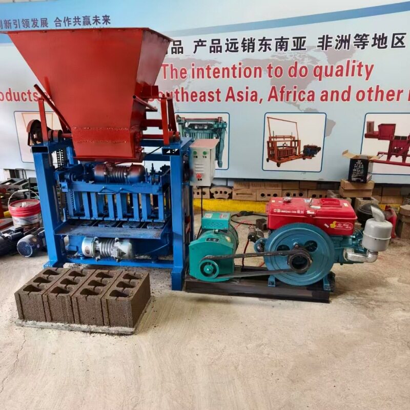 柴油机款半自动制砖机全自动水泥砖机生产非洲屋顶砖实心砖机