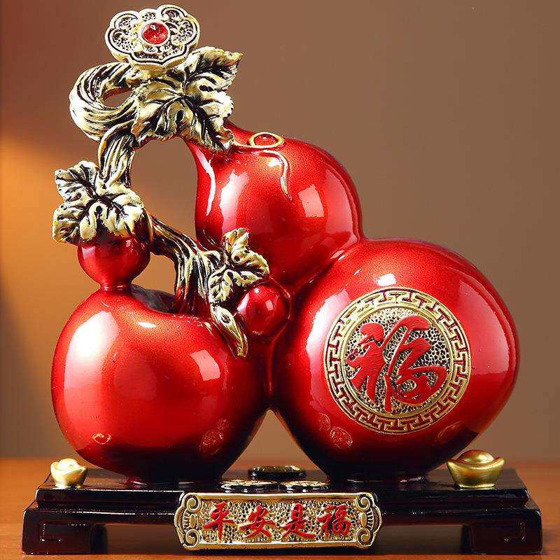 新中式吉祥葫芦摆件结婚新房乔迁之喜布置软装工艺品家居客厅装饰