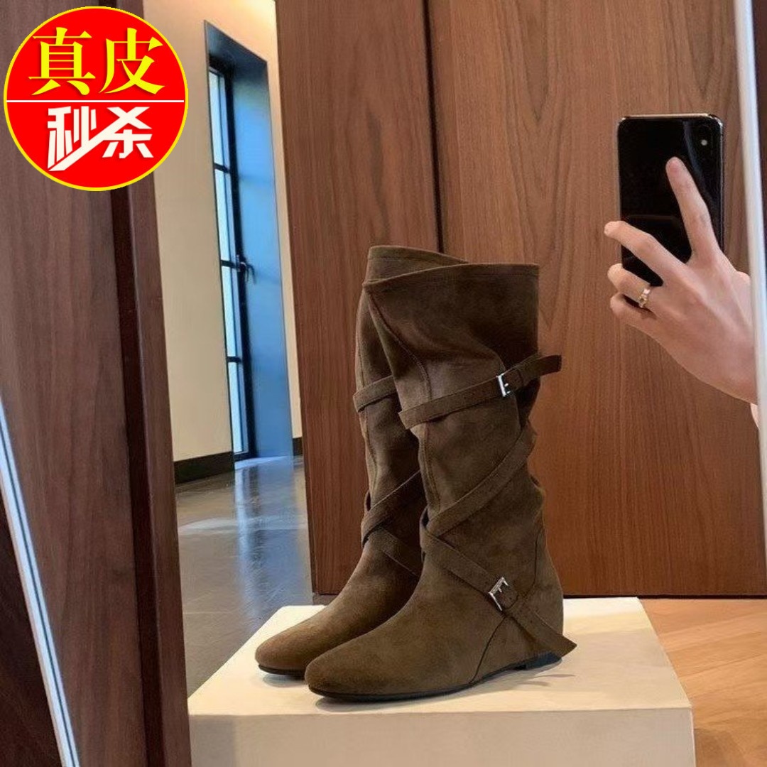美拉德内增高长筒靴女高筒靴子
