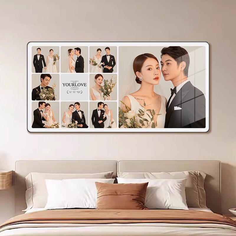 婚纱照片定制相框挂墙放大打印结婚照全家福相片做水晶相框高级感