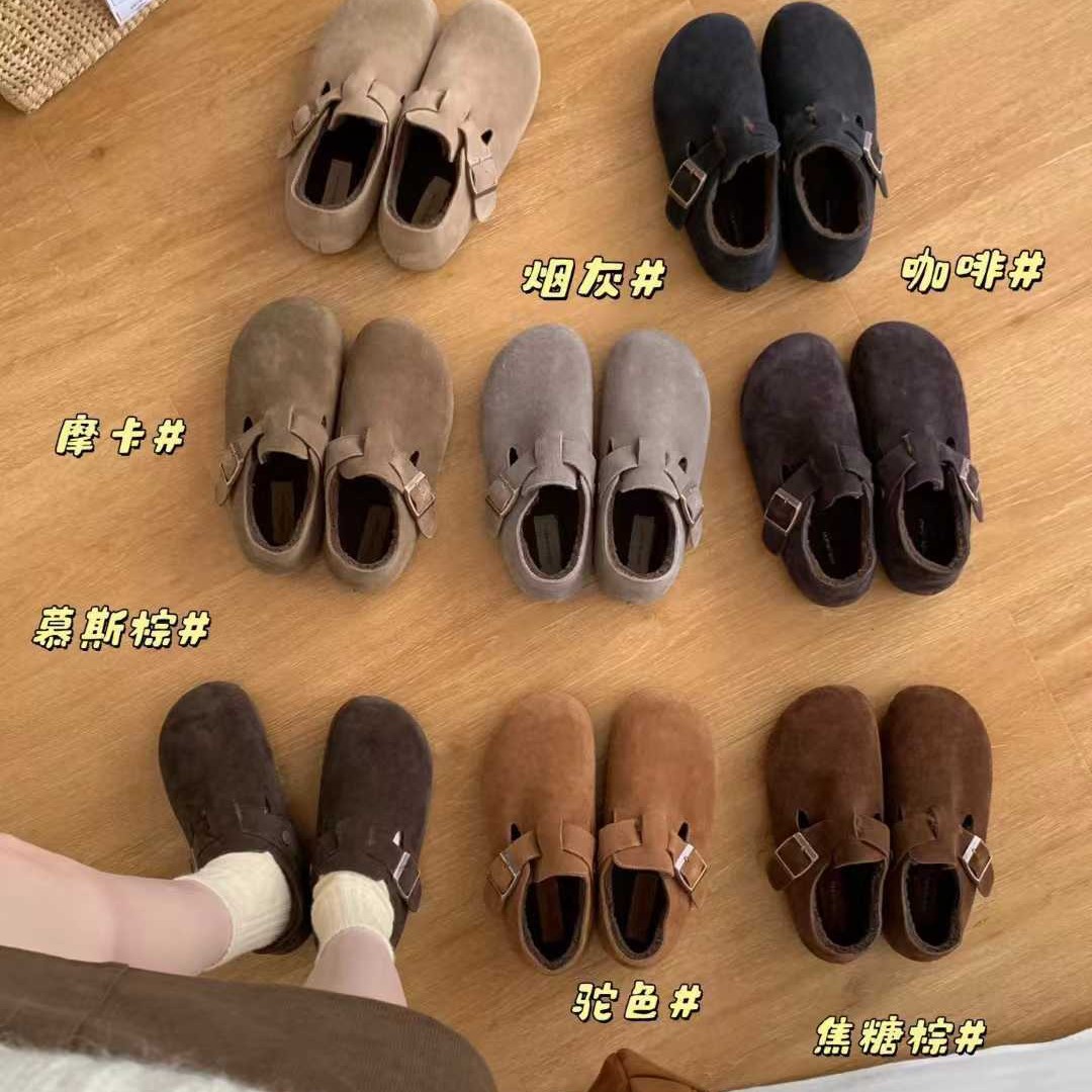 牛皮版！厚底加绒勃肯鞋毛毛鞋女鞋外穿2025秋冬新款保暖博肯棉鞋