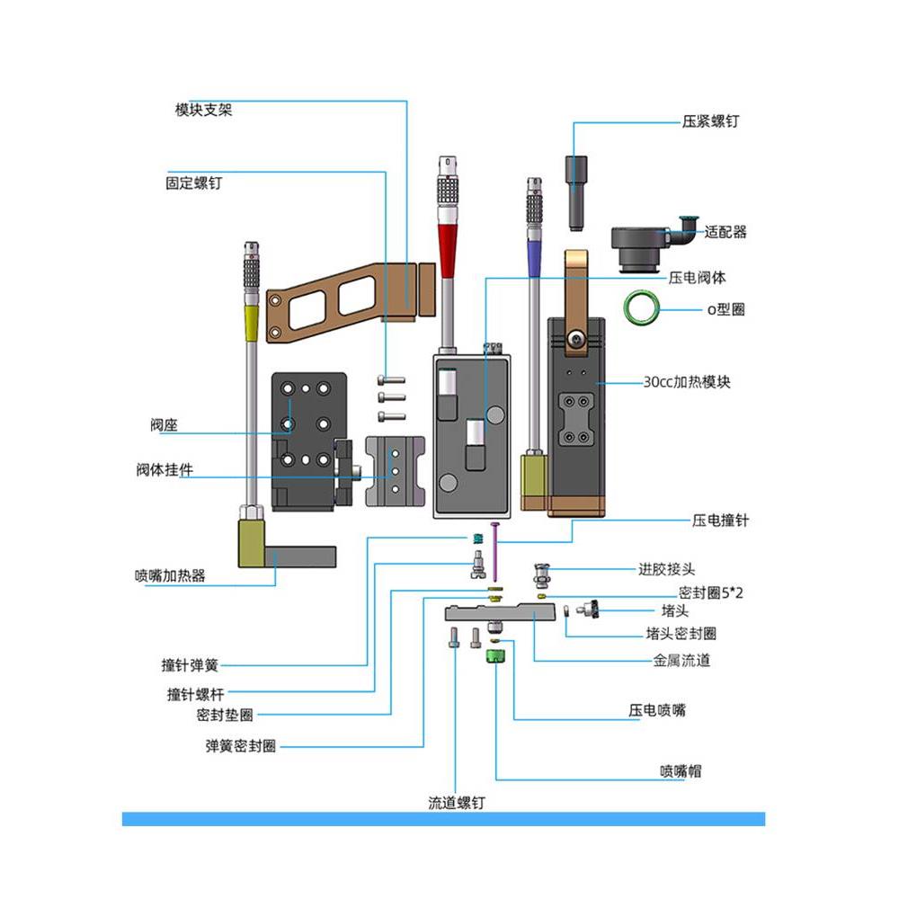 包裹胶压电陶瓷点胶阀精密点锡浆红胶黑胶UV德国vermes压电喷射阀