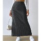 high length waist Solid slit half dress 纯色高腰开叉半身长裙