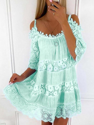 Casual loose lace dress for women   休闲宽松吊带蕾丝连衣裙女