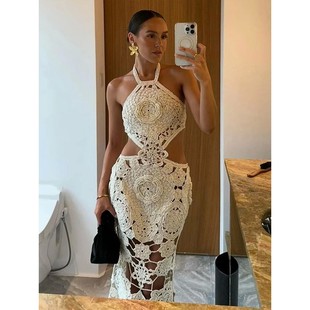 hanging out neck dress 连衣裙 Sexy 性感镂空挂脖无袖 hollow