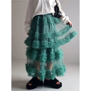 Three skirt layer yarn half spliced 三层拼接纱裙半身裙