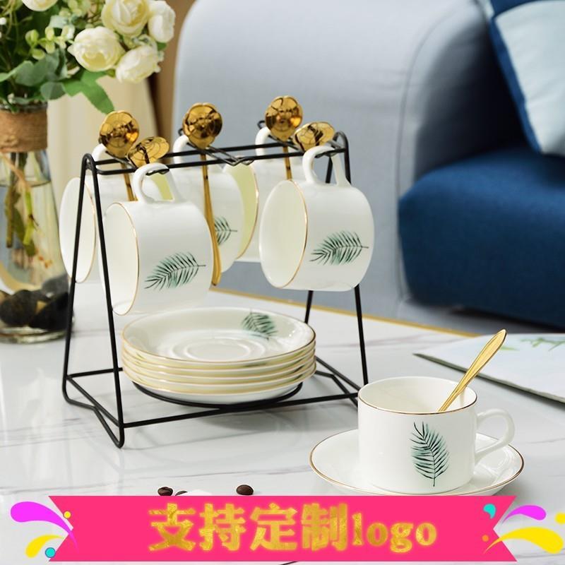 陶瓷咖啡杯套装 欧式小奢华简约描金6件套创意家用茶杯咖啡杯