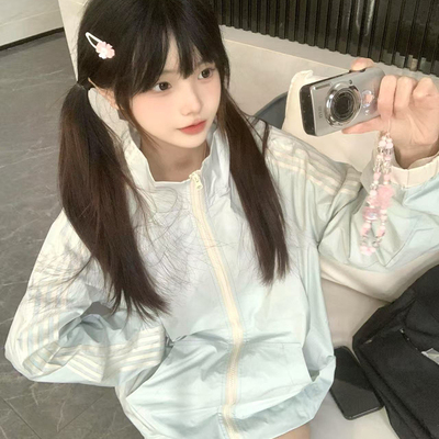 奶系浅蓝色立领防晒衣女薄款外套