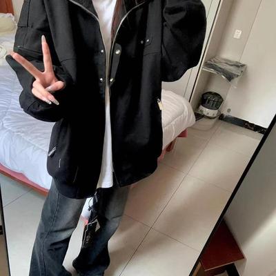 美式复古黑色外套女飞行夹克上衣