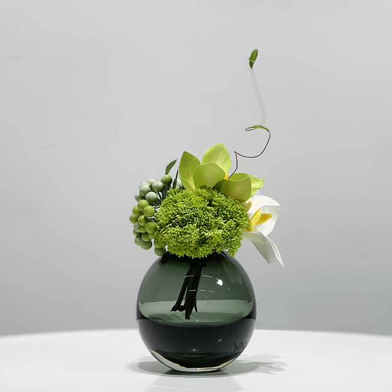 新中式简约现代橙色绿色仿真绿植玉兰花艺插花洽谈桌茶几餐桌摆件