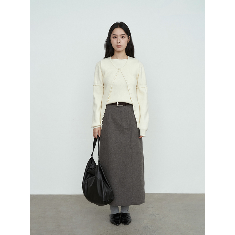 爱与南希2025冬韩系通勤百搭抓绒巴恩风羊毛半身裙女41509