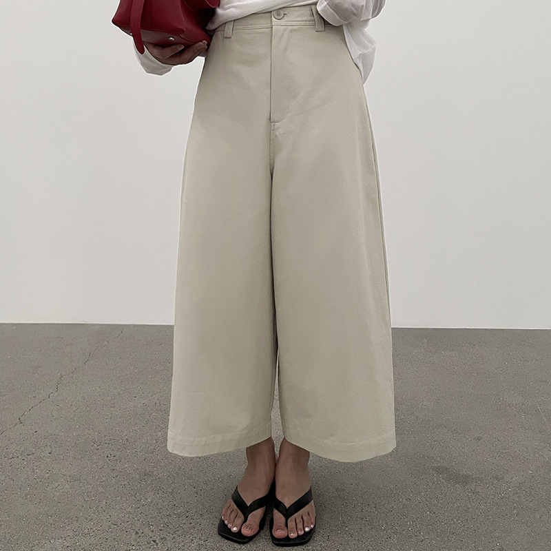 爱与南希韩版白色纯棉高腰直筒九分裤女夏宽松阔腿裤子薄款小个子