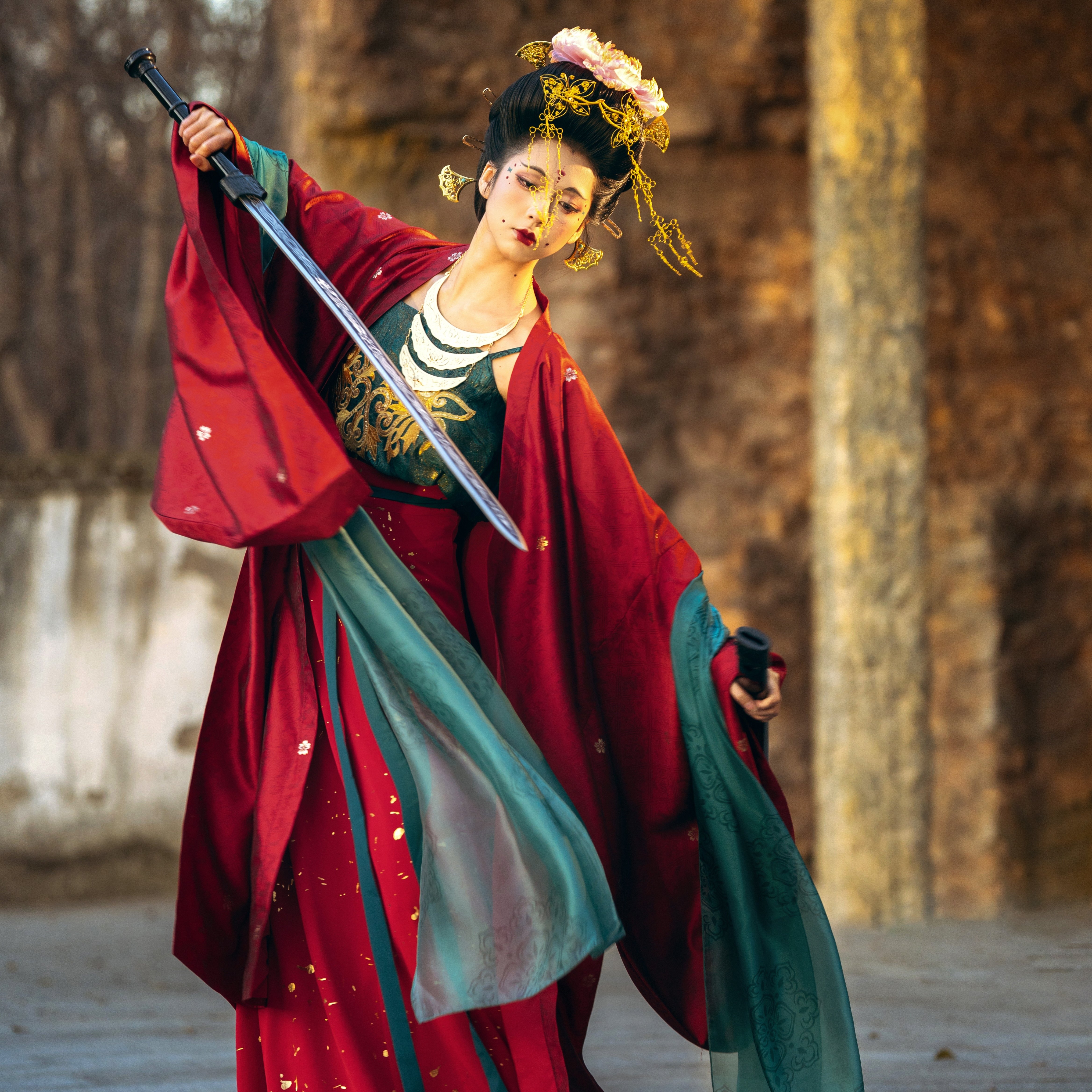 山海明光【逍遥】五代汉服晚唐制吊带破裙大袖衫复原风套装齐腰