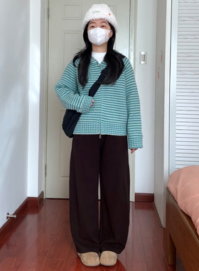 仿羊绒抽绳松紧腰显瘦阔腿裤阿殊 ASOUL 微胖小个子显高显瘦裤子