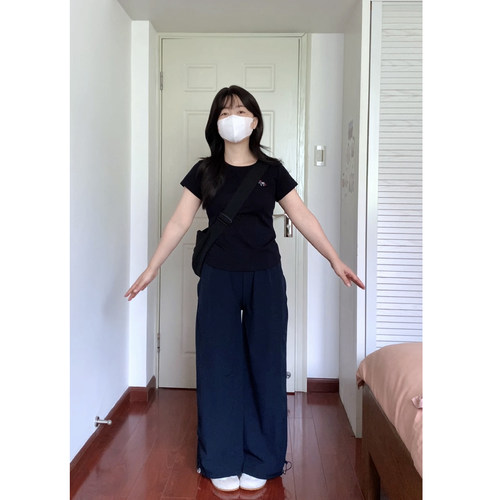 美式 松紧高腰休闲速干裤阿殊 ASOUL微胖小个子显瘦长裤