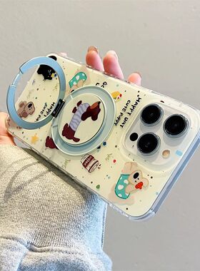 ins风趣味卡通腊肠狗非一体旋转支架opporeno15pro手机壳reno14/13/12新款女findx9/x8全包k12防摔可爱保护套