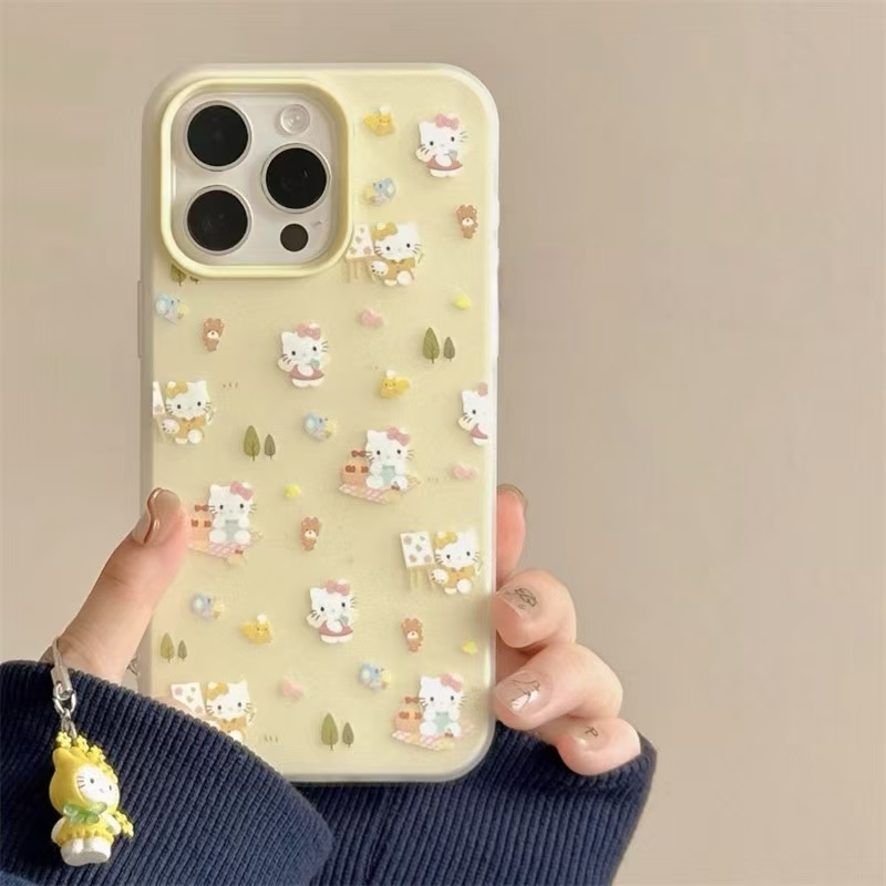奶黄色HelloKitty卡通适用小米15pro手机壳米14/13/12新款k80/k60少女k70至尊二合一note14/13全包防摔保护套