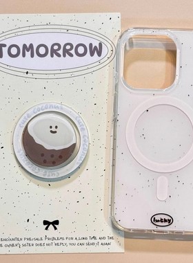 韩系白底泼墨椰子磁吸支架适用小米17pro手机壳米15/14/13新款k70pro冠军简约k60/k50防摔note13/12女保护套