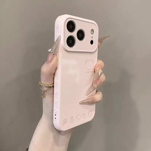 简约线条小熊适用opporeno15手机壳新款大视窗reno14/13/12卡通findx9情侣款a6pro硅胶全包1加ACE6防摔保护套