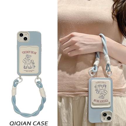 滑板小熊适用小米17pro新款少女手机壳米15/14/13卡通civi5pro小众红米k70/k60软壳卡包note14/13防摔保护套