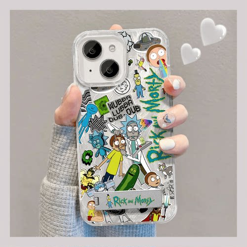 卡通瑞克opporeno14pro手机壳reno13/12/11/10新款男女findx8s/x7小众a2m创意时尚k12x趣味a56/a72防摔保护套
