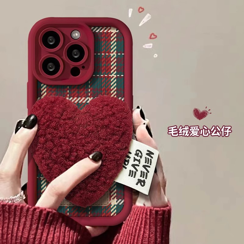 新年红色爱心公仔适用华为mate60pro手机壳pura70/p60/50/40新款小羊皮mate50e软硅胶nova13/12/11女款保护套
