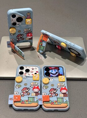 马里奥标签支架适用小米17promax/米15Ultra手机壳米14/13新款女k90趣味卡通k80/k70软壳note15/14防摔保护套