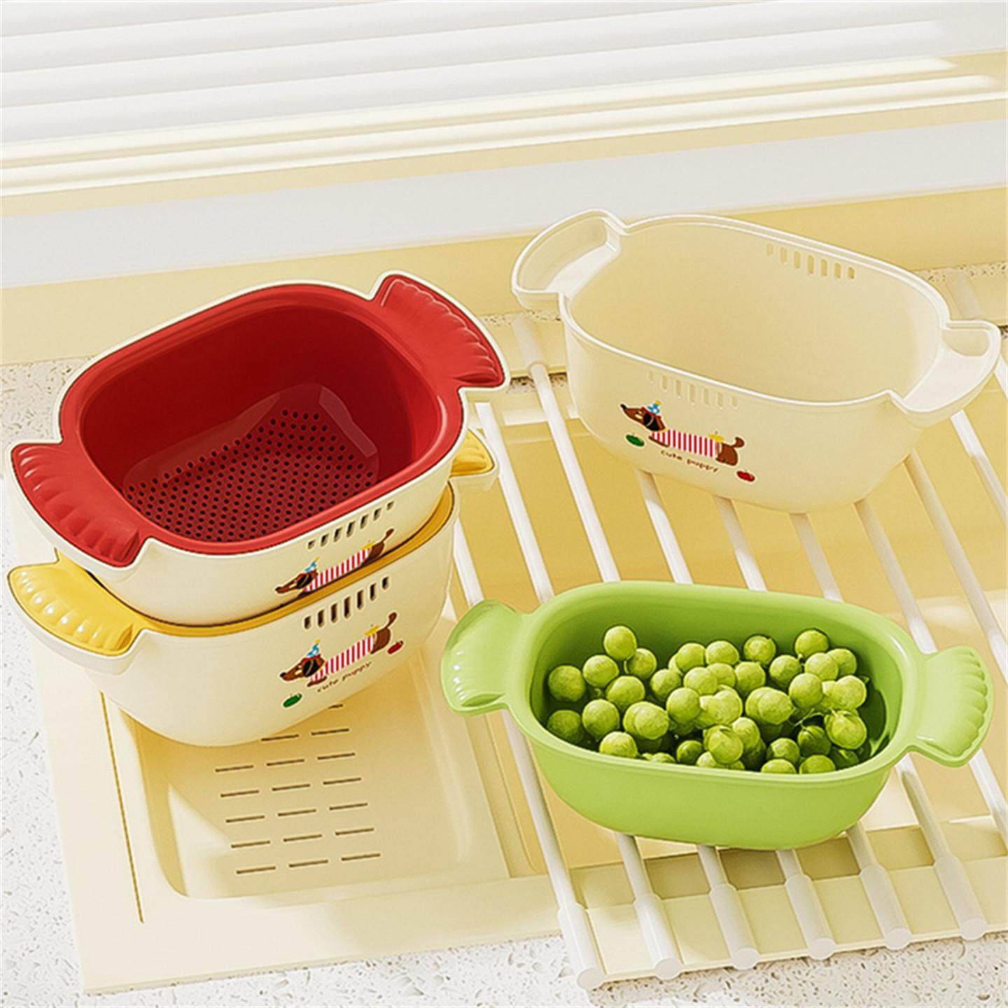 双层洗水果沥水篮新款家用厨房洗菜淘米清洗神器食品级水果盘菜篮,收纳整理,其他收纳篮,淘宝优惠券,粉丝福利购,淘宝优惠卷