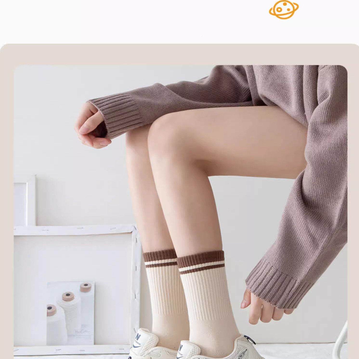 条纹袜子女秋冬季款线初院中生学SQX风长筒纱外穿动运学生中筒袜M