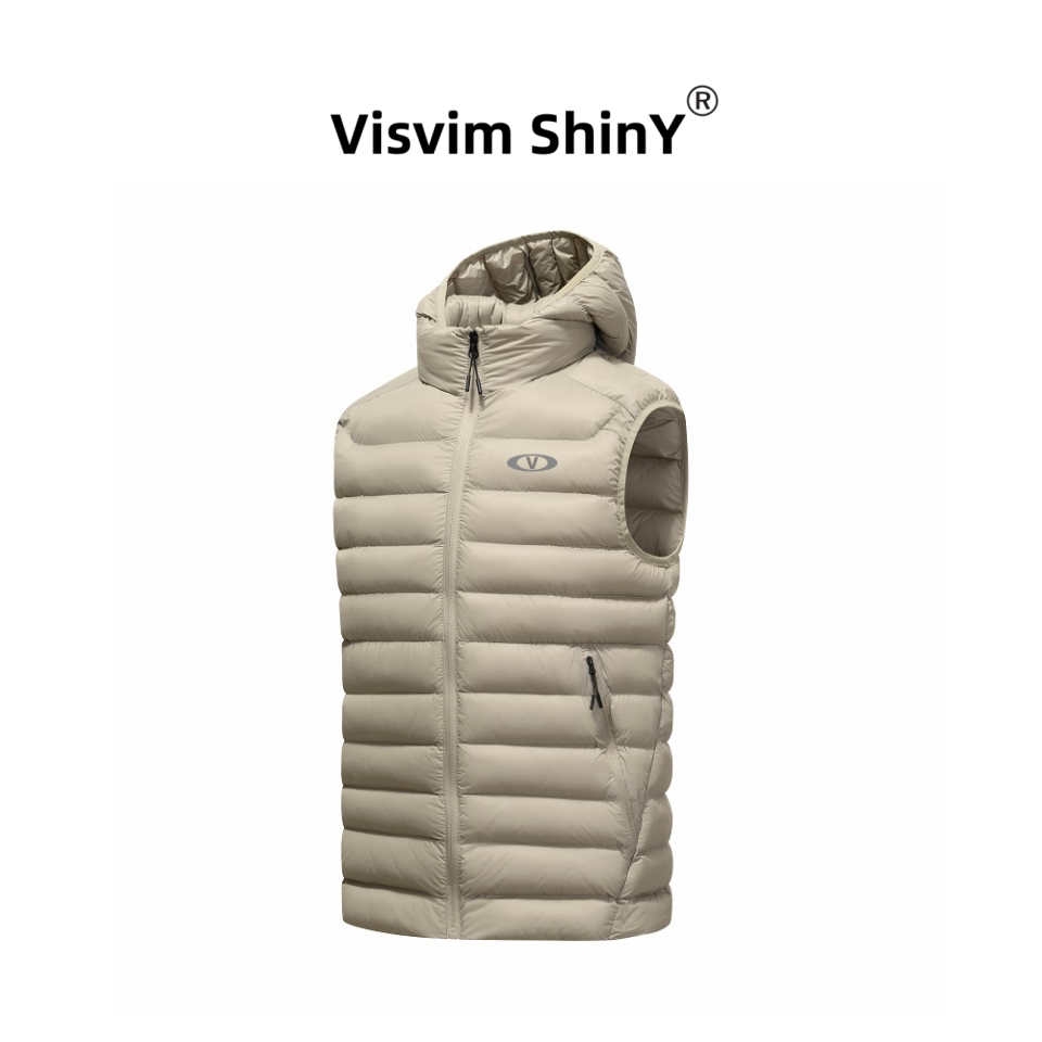 VISVIM SHINY羽绒棉马甲男士秋冬季可拆卸加厚无袖坎肩连帽外套