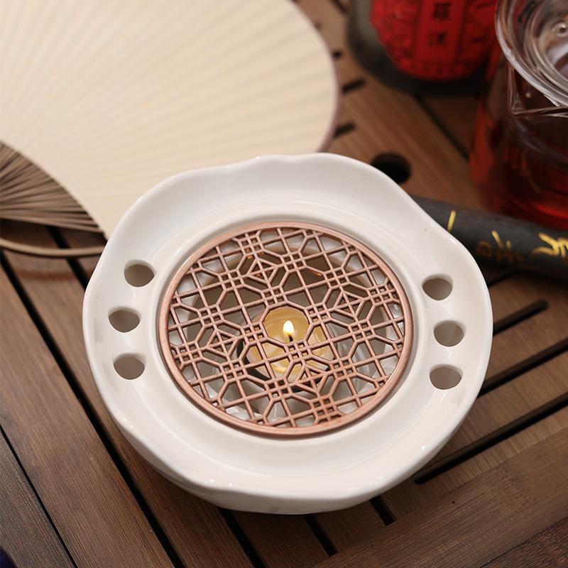 陶瓷温茶器 中式 暖茶炉配隔热垫片 蜡烛托 玻璃茶壶保温加热炉座