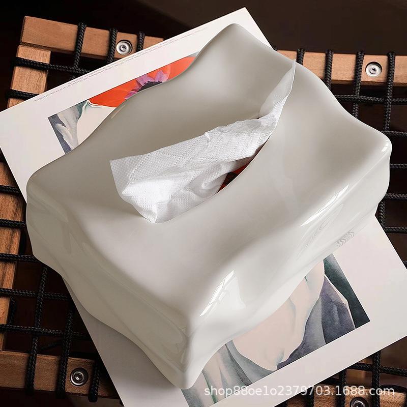 创意陶瓷纸巾盒客厅高档轻奢风摆件餐桌茶几桌面抽纸盒家用装饰品